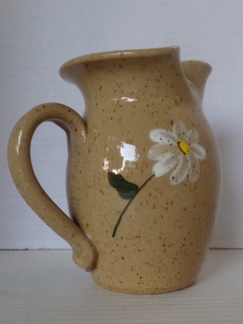 Three Rivers Pottery 1998 Flower Vase Pitcher Daisy Painted Glaze Country Whimsy